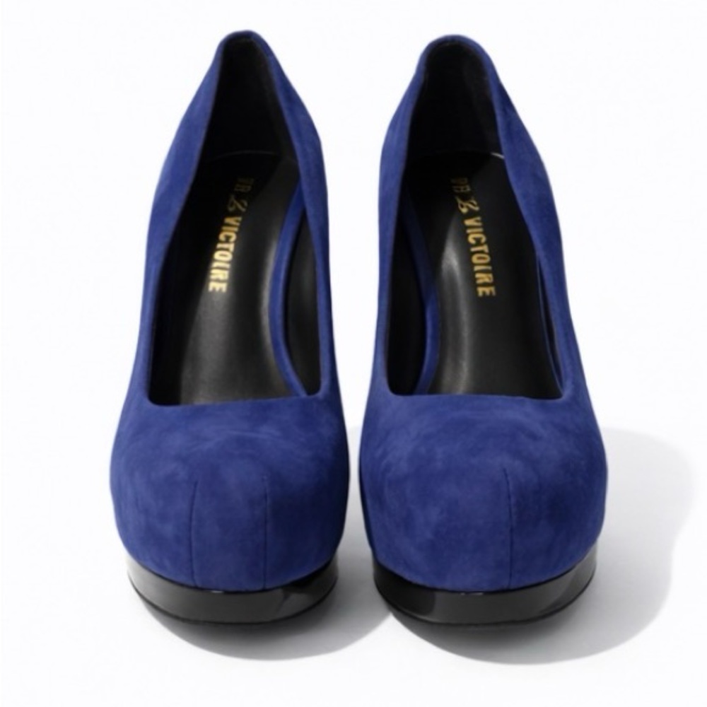 Pour La Victoire Deep Blue Suede Heels - New